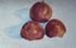 Яблоки на снегу, картон/масло,  2008
